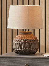Next Pacific Bronze Anneli Texture Ceramic Table Lamp, 40cm- Buy online at McGrocer