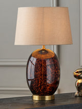 Next Lucien Glass Tall Table Lamp in Pacific Brown Tortoiseshell- Buy online at McGrocer