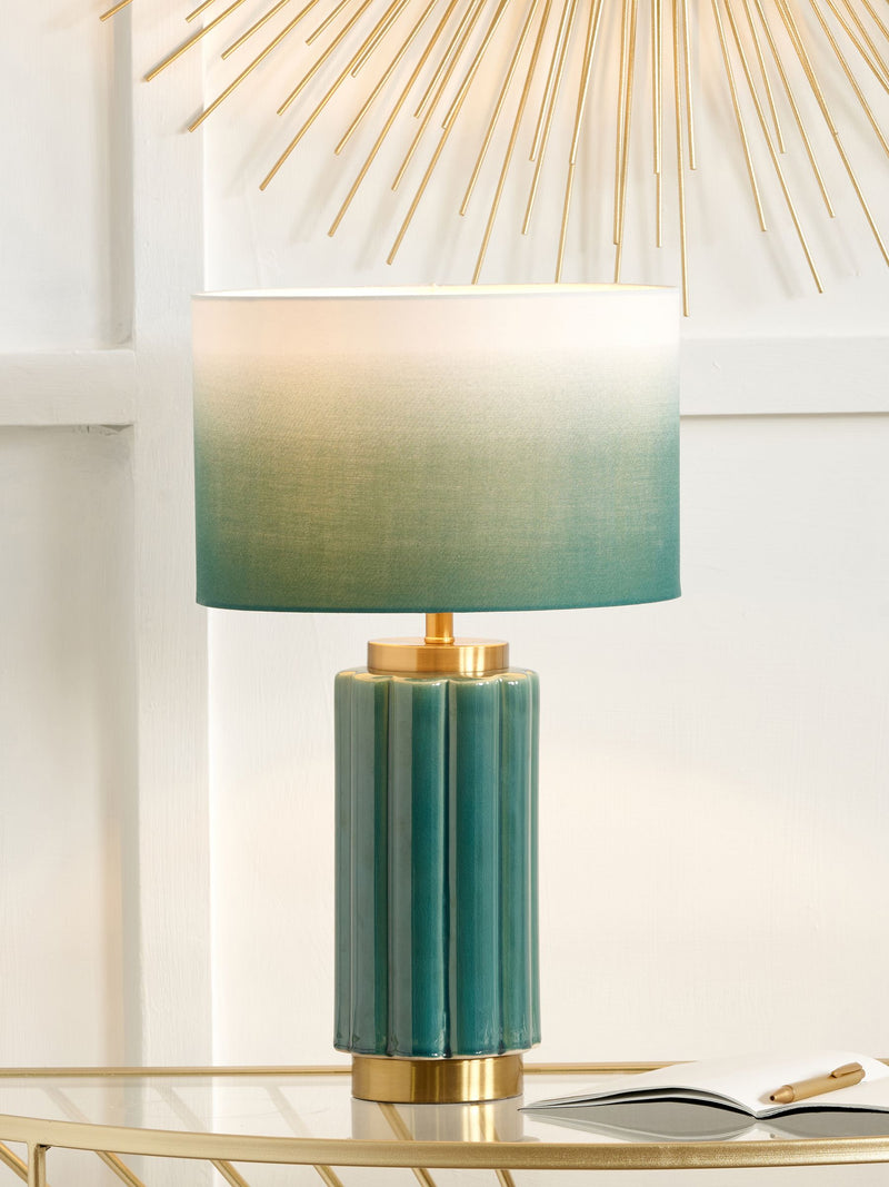 Pacific Green jade green ceramic table lamp 47cm, imported from the UK