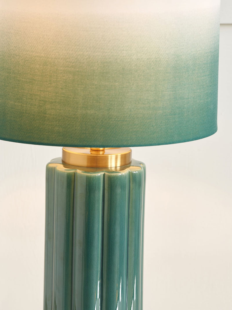 Pacific Green jade green ceramic table lamp 47cm, imported from the UK