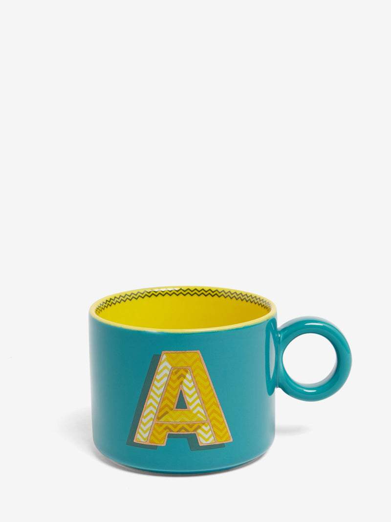 Multi alphabet stoneware mug 9cm height, imported from the UK