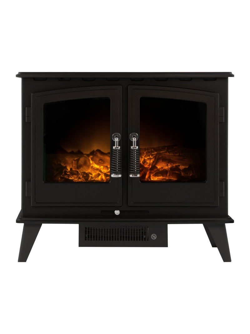 Adam Black Woodhouse electric stove with LED flames (British brand)