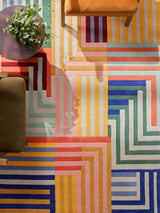 Next Multi Paulo Geometric Stripe Wool Rug- Buy online at McGrocer