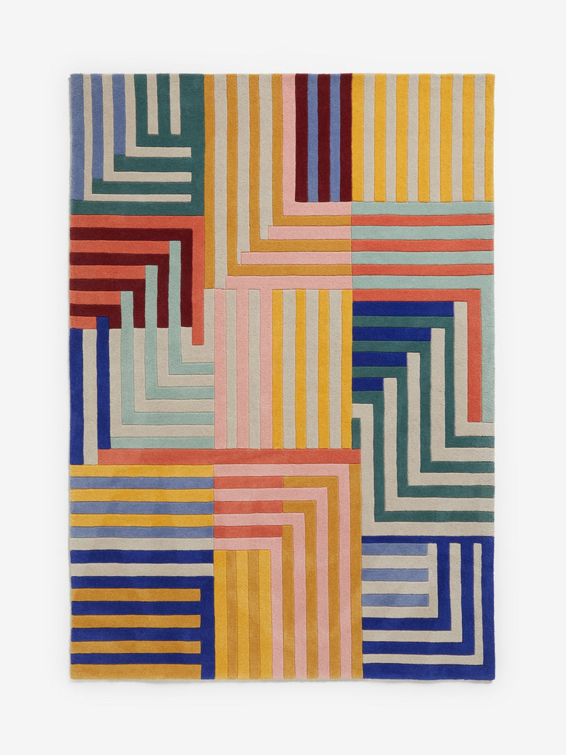 Paulo geometric stripe wool rug (British brand)