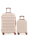 Flight Knight cream hard shell suitcase set large and cabin - British product