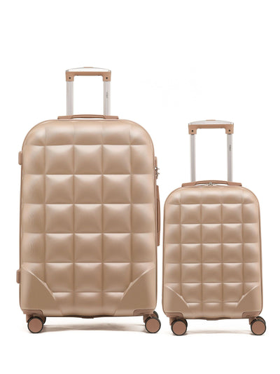 Next Flight Knight Champagne Set of 2 Hardcase Suitcases (Large Check-In and Cabin Carry-On)- Buy online at McGrocer