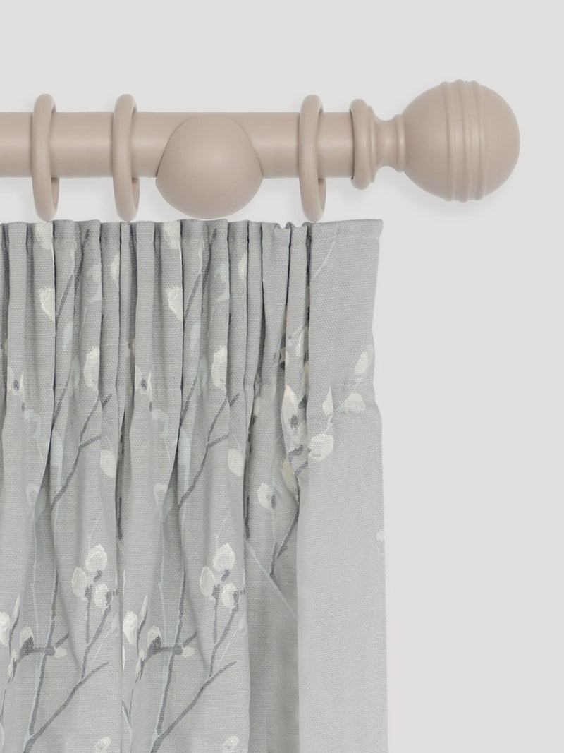 Laura Ashley Truffle ribbed ball wood curtain pole 240cm - British product