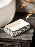 Ceramic soap dish with geometric design, imported from the UK