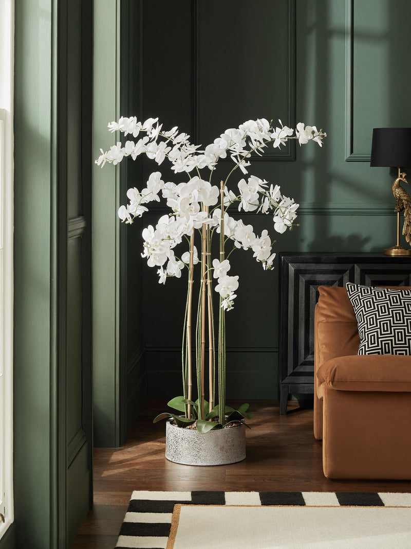 White real touch artificial extra large floor standing orchid plant (British brand)