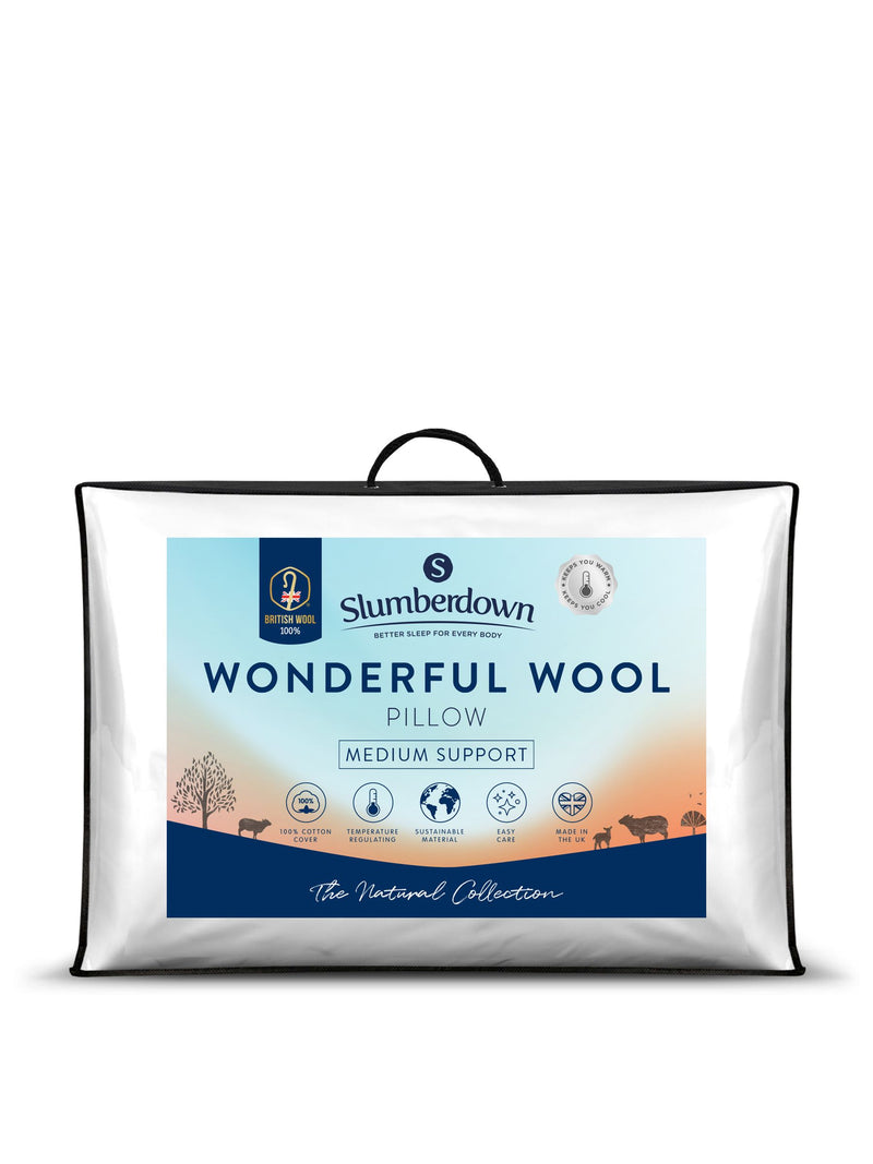 Slumberdown Wool Pillow for Medium Back Sleepers in White (British brand)