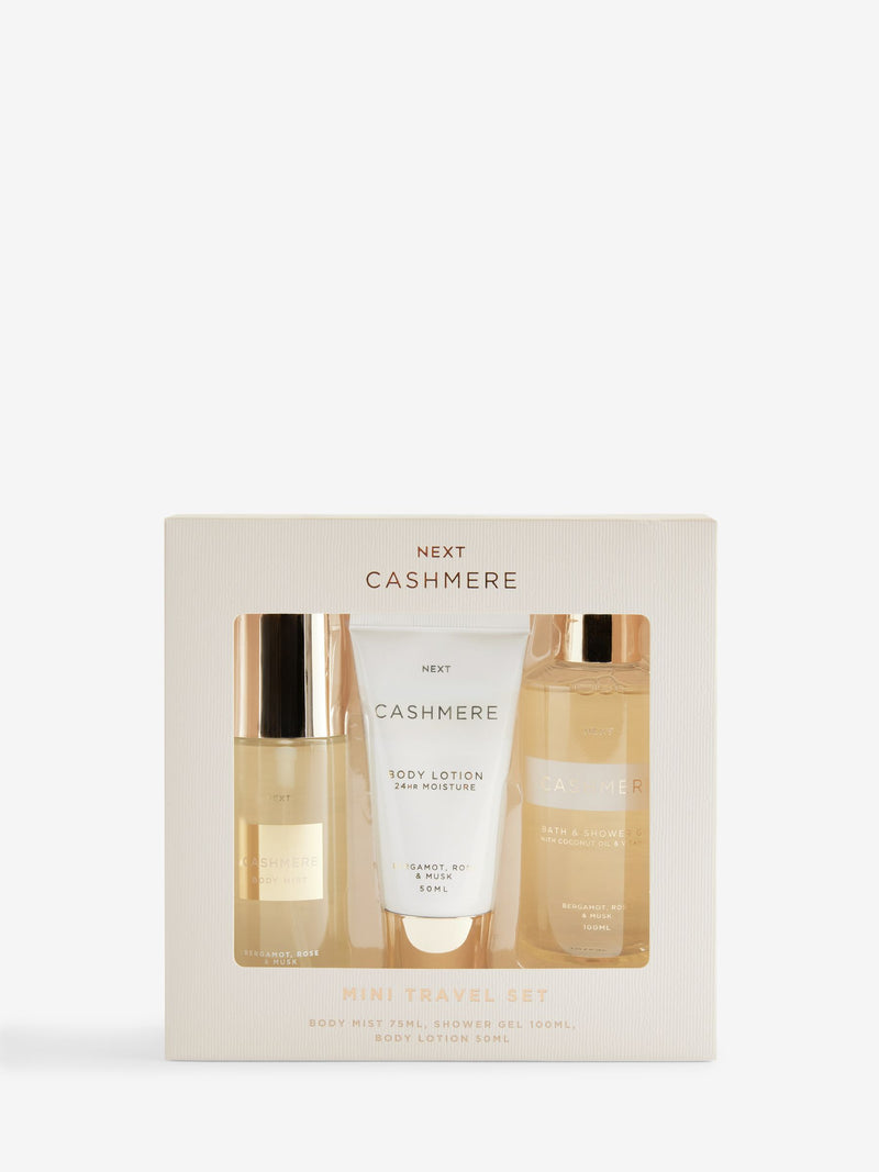Cashmere bath and body travel set with shower gel, body mist, and lotion - British product