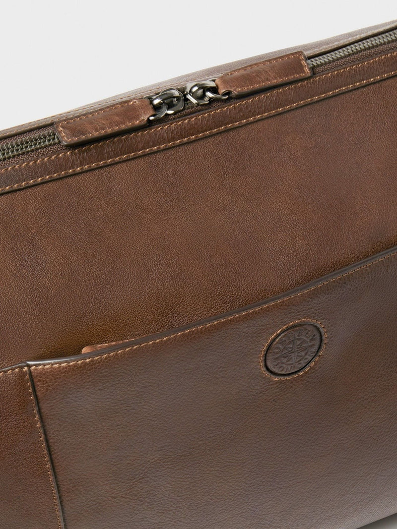 Osprey London Compass brown leather stowaway bag, imported from the UK