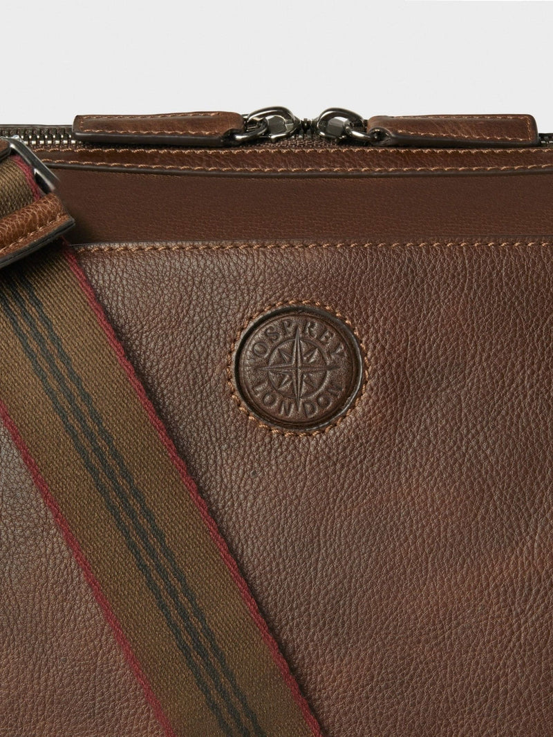 Osprey London Compass brown leather stowaway bag, imported from the UK