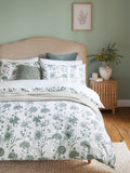 Green/White floral reversible duvet cover and pillowcase set, UK version