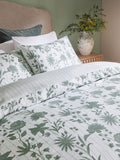 Green/White floral reversible duvet cover and pillowcase set, UK version