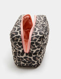 Quilted leopard print toiletry bag, British brand