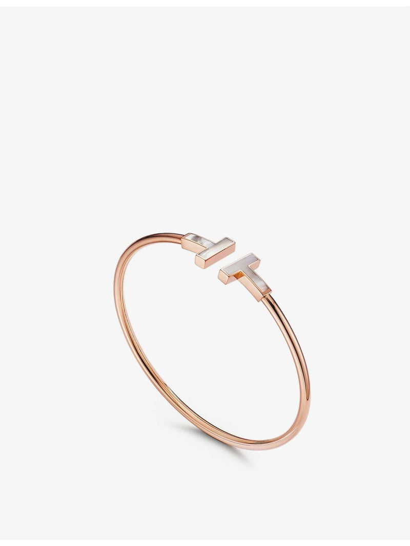 Tiffany T rose gold mother of pearl bracelet, imported from the UK
