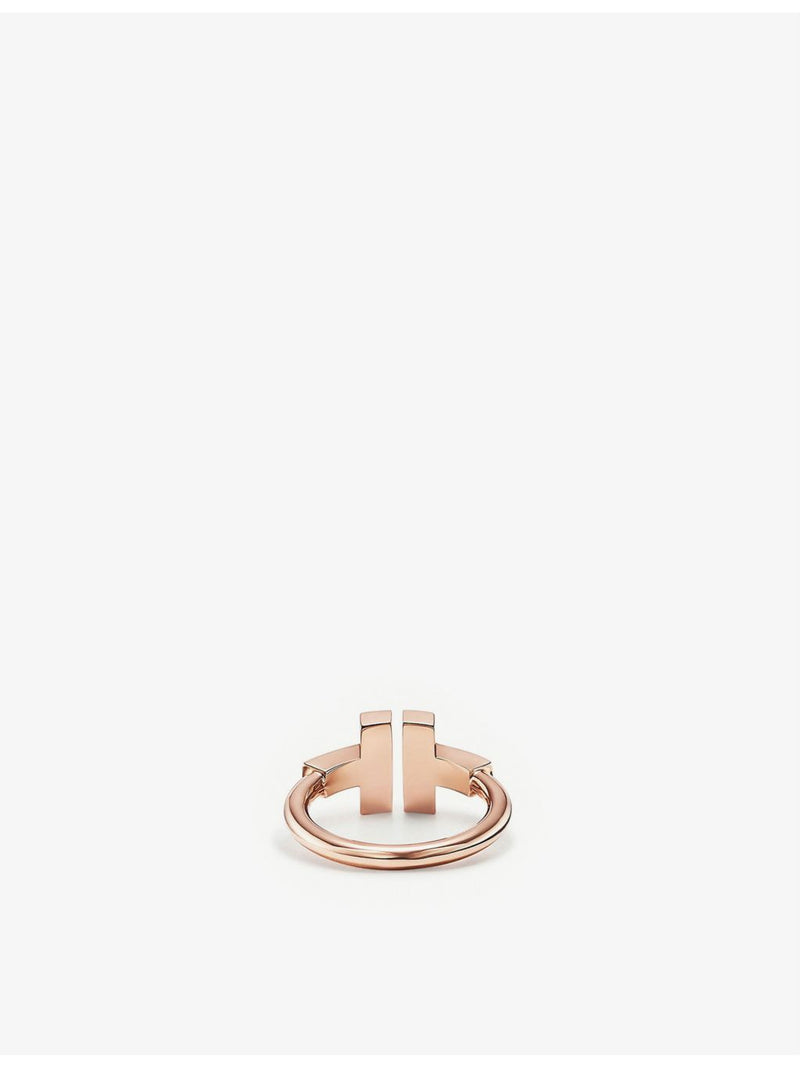 Tiffany T Square rose gold mother-of-pearl ring, imported from the UK