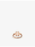 Tiffany T Square rose gold mother-of-pearl ring, imported from the UK