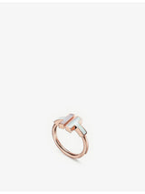 selfridges Tiffany & Co. T Square 18ct Rose-Gold and Mother-of-Pearl Ring- Buy online at McGrocer