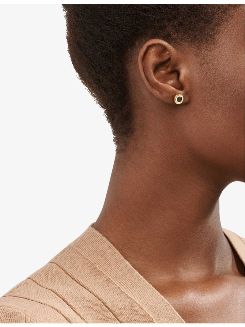 Tiffany & Co. T 18ct gold and onyx earrings 9.6mm (British brand)