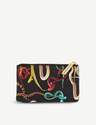 Seletti faux-leather snake-print case 15cm x 9cm - British product