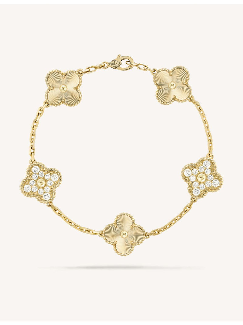 Van Cleef & Arpels Alhambra 5-motif diamond bracelet 19cm, imported from the UK