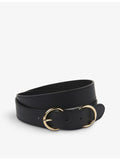 Whistles double-ring leather belt with gold-tone hardware (British brand)