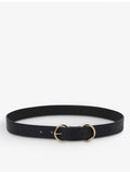 Whistles double-ring leather belt with gold-tone hardware (British brand)