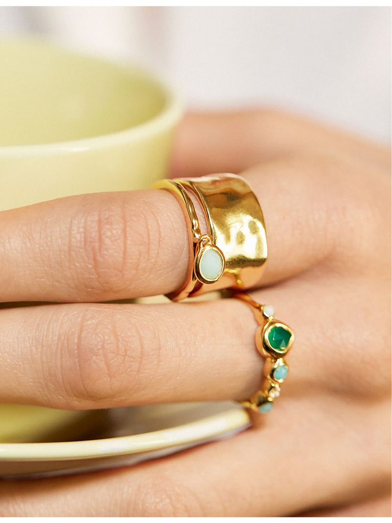Monica Vinader multi gemstone ring 18ct gold-plated sterling silver (British brand)