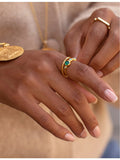 Monica Vinader multi gemstone ring 18ct gold-plated sterling silver (British brand)