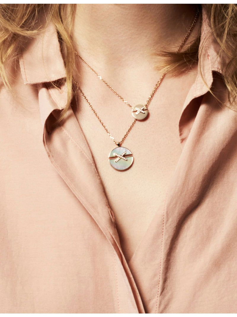 Chaumet Harmony pendant necklace 18ct rose-gold diamond mother-of-pearl, imported from the UK