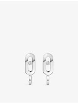 selfridges Messika Move Mini Uno 18ct White-Gold and Diamond Earrings- Buy online at McGrocer