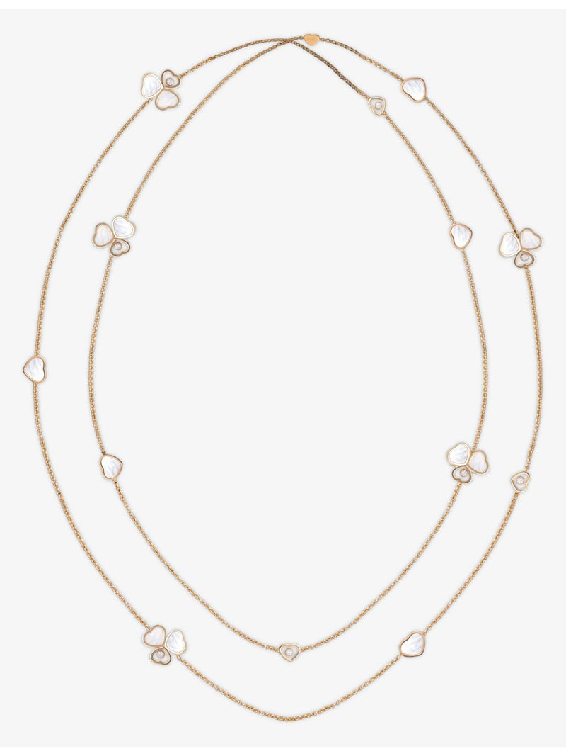 Chopard 18ct rose gold mother-of-pearl diamond necklace 120cm - British product