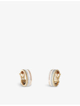 selfridges Boucheron Quatre White Edition 18ct White-Gold, Rose-Gold, Yellow-Gold, Ceramic and Diamond Hoop Earrings- Buy online at McGrocer