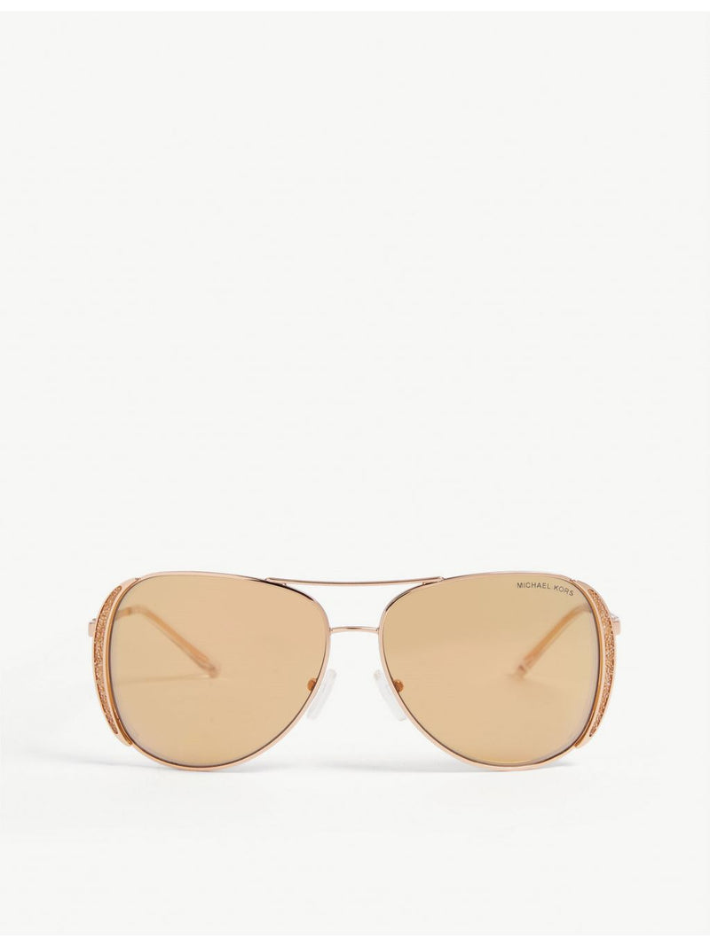 Michael Kors aviator sunglasses with rose-gold tinted lenses, UK version