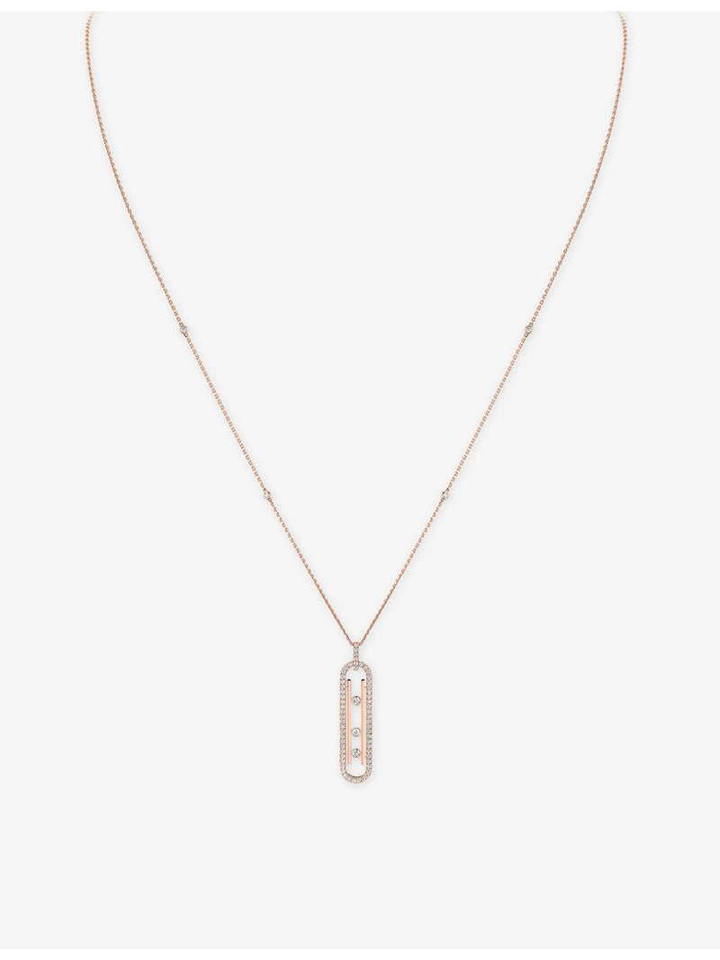Messika 18ct rose gold diamond pendant necklace 0.74ct - British product