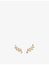 selfridges Tiffany & Co Paloma Picasso Olive Leaf 18ct Gold Climber Earrings- Buy online at McGrocer