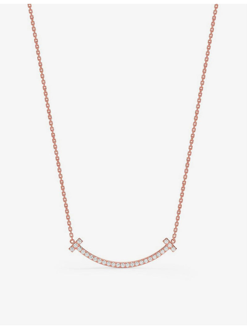 Tiffany T Smile rose-gold diamond necklace - British product