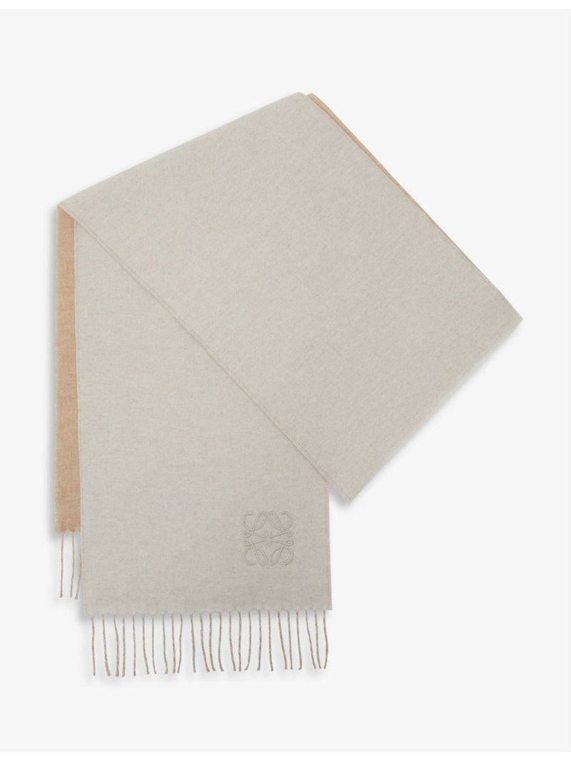 Loewe wool cashmere blend scarf with embroidered Anagram logo 180cm length - British product