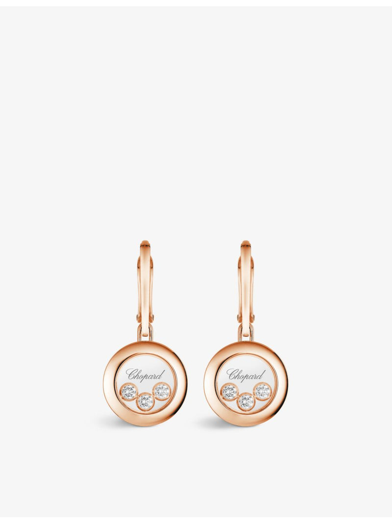 Chopard rose-gold Happy Diamonds earrings 0.30ct, imported from the UK