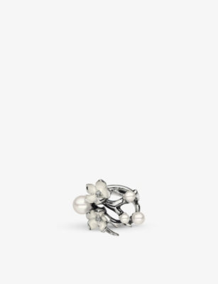 Shaun Leane Cherry Blossom Sterling Silver, Pearl and Diamond Ring