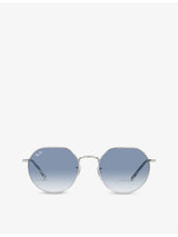 selfridges Ray-Ban RB3565 Jack Hexagonal Silver-Toned and Acetate Sunglasses- Buy online at McGrocer