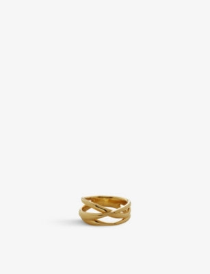 Monica Vinader Nura Cross Over 18ct Yellow Gold-Plated Vermeil Sterling-Silver Ring