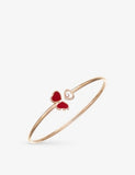 Chopard Happy Hearts Wings 18ct Rose-Gold 0.05ct Brilliant-Cut Diamond and Red-Stone Bangle Bracelet