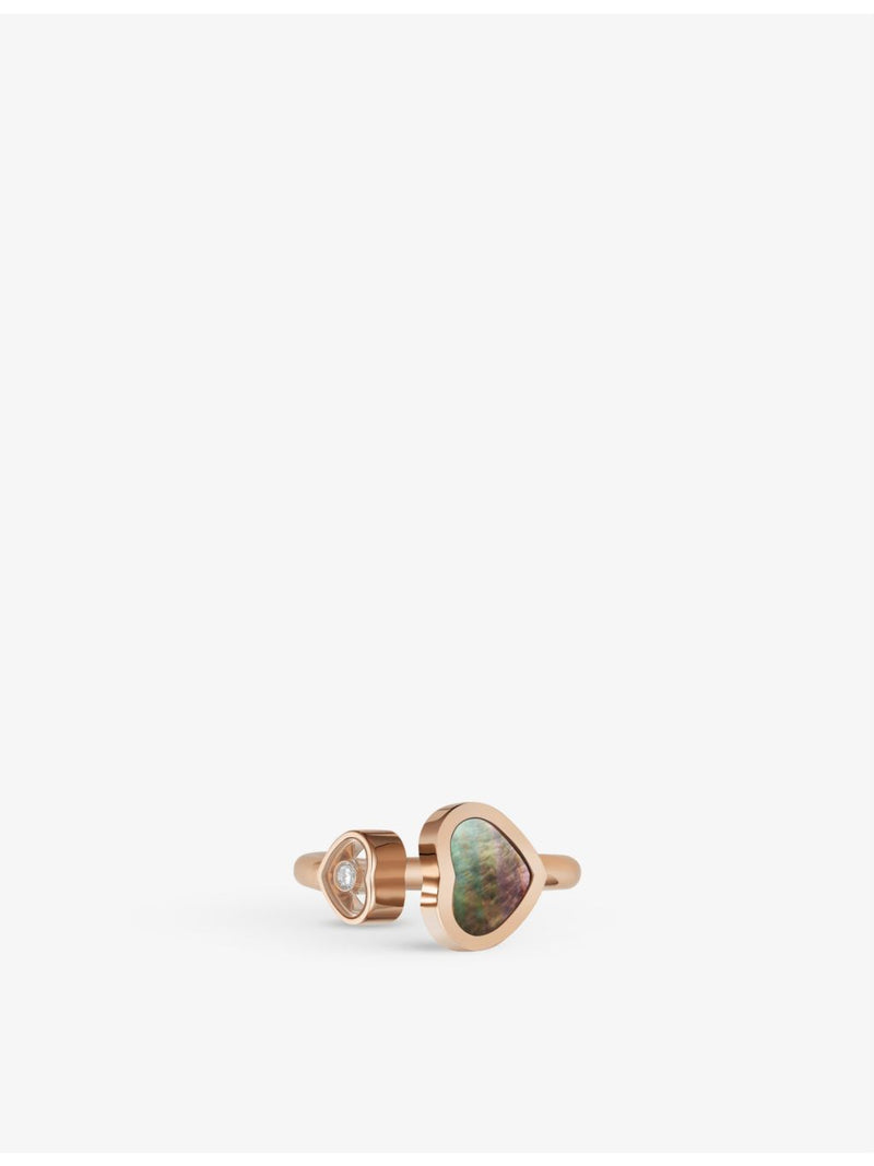 Chopard Happy Hearts 18ct rose gold diamond and mother-of-pearl ring (British brand)