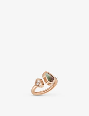 Chopard Happy Hearts 18ct Rose-Gold 0.04ct Diamond Mother-of-Pearl Ring