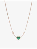 Chopard 18ct rose gold diamond malachite heart necklace - British product
