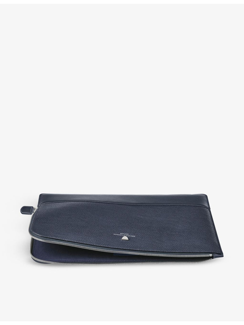 Aspinal of London large logo-embossed leather laptop case, imported from the UK