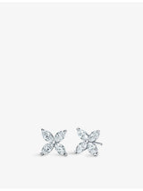 selfridges Tiffany & Co. Victoria Platinum and Marquise Diamond Stud Earrings- Buy online at McGrocer